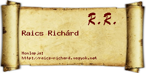 Raics Richárd névjegykártya